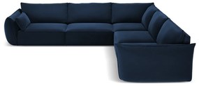 Divano angolare blu scuro con rivestimento in velluto Vanda – Mazzini Sofas