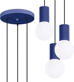 Lampadario blu scuro con paralume in vetro ø 25 cm Orbital – Sollux