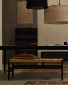 Kave Home - Tavolo allungabile Lenon in impiallacciatura e legno massello di rovere nero 160(200)x90cm