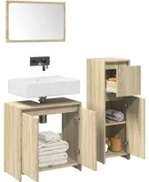 Set Mobili da Bagno 3 pz Rovere Sonoma in Legno Multistrato 3324973