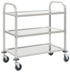 Carrello Da Cucina A 3 Livelli 95x45x83,5 Cm İn Acciaio Inox /