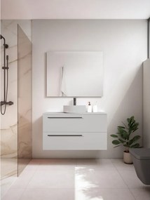 Mobile da bagno sospeso sotto lavabo L 100 x H 55 x P 39.5 cm grigio laccato opaco, 2 cassetti VISOBATH Mia