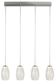 Lampadario Contemporaneo Ciclon Acciaio Cromo Vetro Trasparente Led 22W 3000K