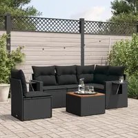 Set Divano da Giardino 6 pz con Cuscini Nero in Polyrattan 3256895