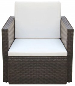 Sedia da Giardino con Cuscini in Polyrattan Marrone