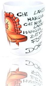 Trade Shop - Tazza Latte Mug In Ceramica Porta Fortuna Decorativa Chi Lavora Mangia