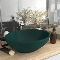 Lavandino Lusso Ovale Verde Scuro Opaco 40x33 cm in Ceramica 146926