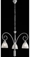 Lampadario 3 Luci Ferro Batturo Bianco Shabby e Vetro Bianco Serie Aurelio