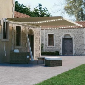 Tenda Da Sole Retrattile Manuale Con Led 400x300 Cm Crema /