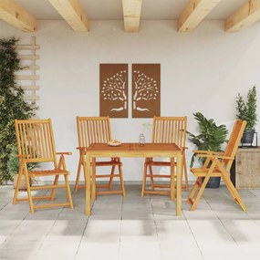 Set Da Pranzo Per Giardino 5 Pz İn Legno Massello Di Acacia /