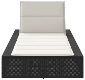 Lettino prendisole con cuscino galleggiante nero in polyrattan