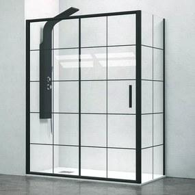 Cabina doccia 140x70 profili neri e vetro con  riquadri neri NICO-D3000S - KAMALU