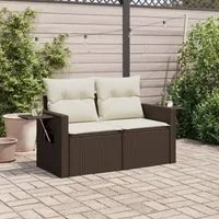 Divano da Giardino a 2 Posti con Cuscini in Polyrattan Marrone 366210