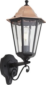 Lampada da parete classica nera con rame IP44 - Havana
