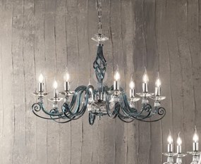 Lampadario 1306 8 luci ottanio e cromo attacco e14 d.84cm