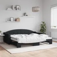 Divano Letto con Letto Estraibile Nero 90x200 cm in Tessutocod mxl 130605