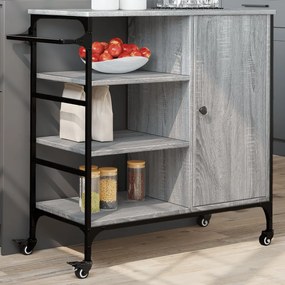 Carrello Da Cucina Grigio Sonoma 87,5x38,5x84,5 Cm Multistrato /