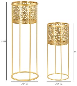 Set di 2 piedistalli per piante in metallo ø 17 cm altezza 46 cm Nat - Mauro Ferretti