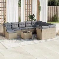 Set Divani da Giardino 11 pz con Cuscini Beige in Polyrattan 3250438