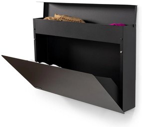 Scarpiera nera in metallo con ante ribaltabili/da parete 78x48x13 cm Luigi – Spinder Design