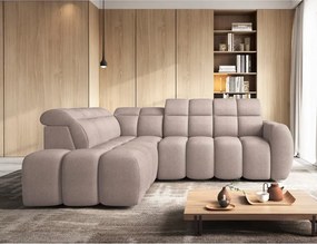 Divano angolare marrone chiaro allungabile/con contenitore (con penisola a sinistra/a L) e rivestimento in bouclé Falconn – ELTAP