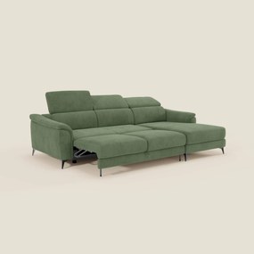 Arcos Divano con penisola - piedini alti e poggiatesta reclinabili in microfibra impermeabile T11 verde