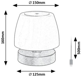 Rabalux 7040 - Lampada LED da tavolo dimmerabile ODERA LED/3W/5V 2000 mAh IP44