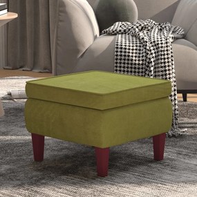Poggiapiedi Con Gambe İn Legno Verde Chiaro İn Velluto /