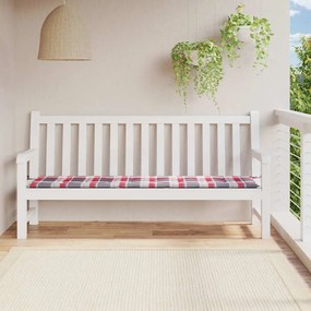 Cuscino Per Panca A Quadri Rossi 200x50x3cm Tessuto Oxford /
