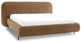 Letto matrimoniale imbottito giallo ocra con contenitore e rete inclusi 160x200 cm Pointt – ELTAP