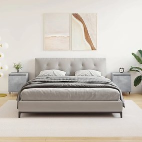 Comodini 2 Pz Grigio Cemento 40x30x50 Cm İn Legno Multistrato /