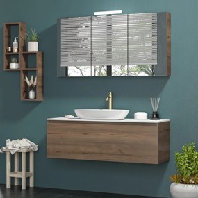 Mobile bagno 120 cm con piano da appoggio in solid surface bianco SP-120C - KAMALU