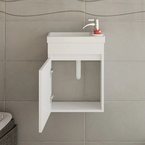 Kamalu - Mobiletto 40 con specchio colore bianco opaco | LAC-POLIS-40-B