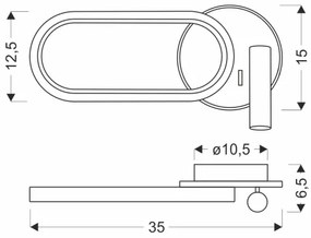 Applique a LED MONET LED/13W/230V + LED/2W 3000/4000/6000K oro