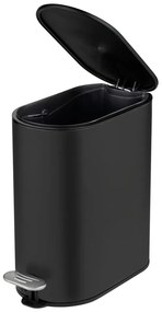 Cestino per la spazzatura nero opaco in acciaio con pedale 5 l Collungo – Wenko