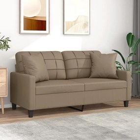 Divano A 2 Posti Con Cuscini Cappuccino 140 Cm İn Similpelle /