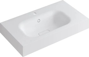 Lavabo a incasso rettangolare vasca centrale L 80.5 x H 15 x P 46 cm in resina bianco opaco
