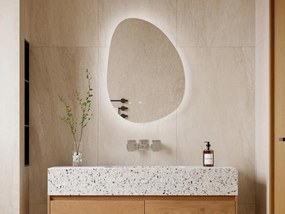 Specchio da bagno asimmetrico illuminato e antiappannamento 60 x 80 cm - INACIA