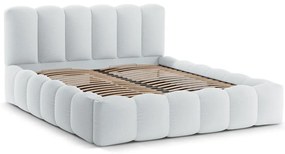 Letto matrimoniale imbottito in grigio chiaro con contenitore con rete inclusa 180x200 cm Lupine – Micadoni