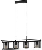 Lampadario Industrial Catterick 4 Luci Acciaio Nero