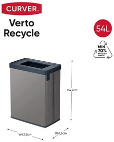 Cestino per la spazzatura grigio in plastica riciclata 54 l Verto Recycle - Curver