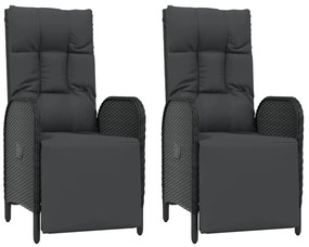 Set da pranzo da giardino 9 pz con cuscini nero in polyrattan