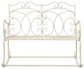 Panchina da giardino 104 cm in ferro bianco anticato