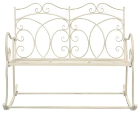 Panchina da giardino 104 cm in ferro bianco anticato