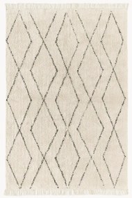 Tappeto boho in cotone fatto a mano con motivo a rombi e frange Bina