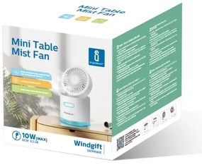 Aigostar - Mini ventilatore da tavolo wireless con umidificatore 10W/5V bianco