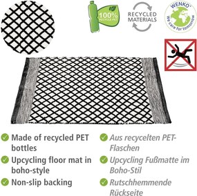 Tappetino per il bagno bianco e nero in plastica riciclata 50x80 cm Tara – Wenko