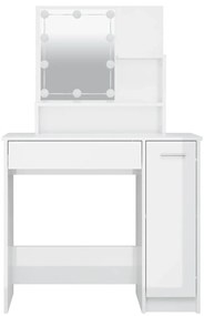 Toeletta con led bianco lucido 86,5x35x136 cm