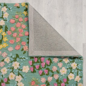 Tappeto color menta in lana tessuto a mano 200x290 cm Emilia Floral – Flair Rugs