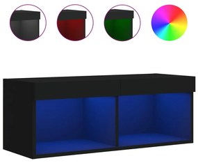 Mobile porta tv con luci led nero 80x30x30 cm